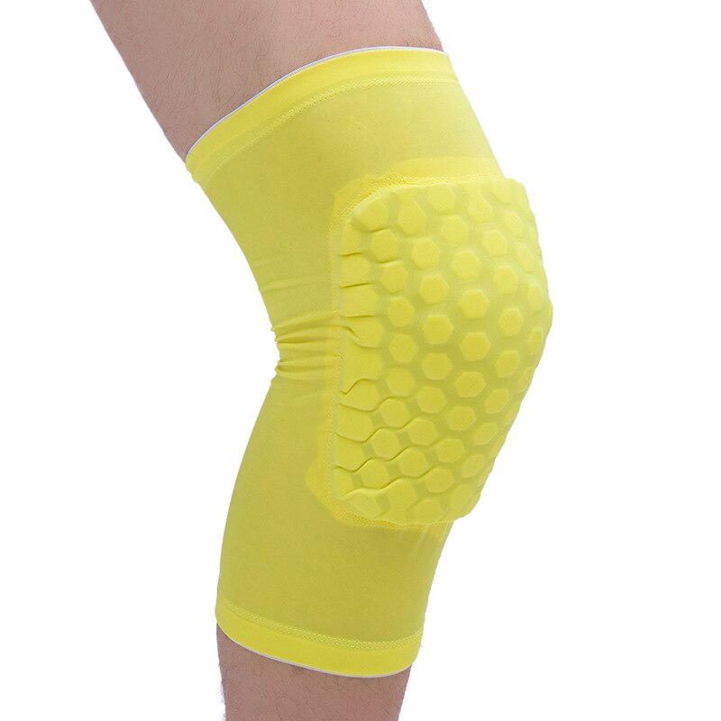 Honeycomb Pad Crashproof Antislip Basketball Leg Knee Guard Pad Long Sleeve Protector Gear Sports Injury Protect Support: Yellow / XL