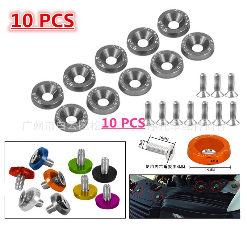 10 PCS motorbike parts fixed frame fairing mountings M6 motorcycle screw nut bolt universal moto screws 6MM scooter accessories