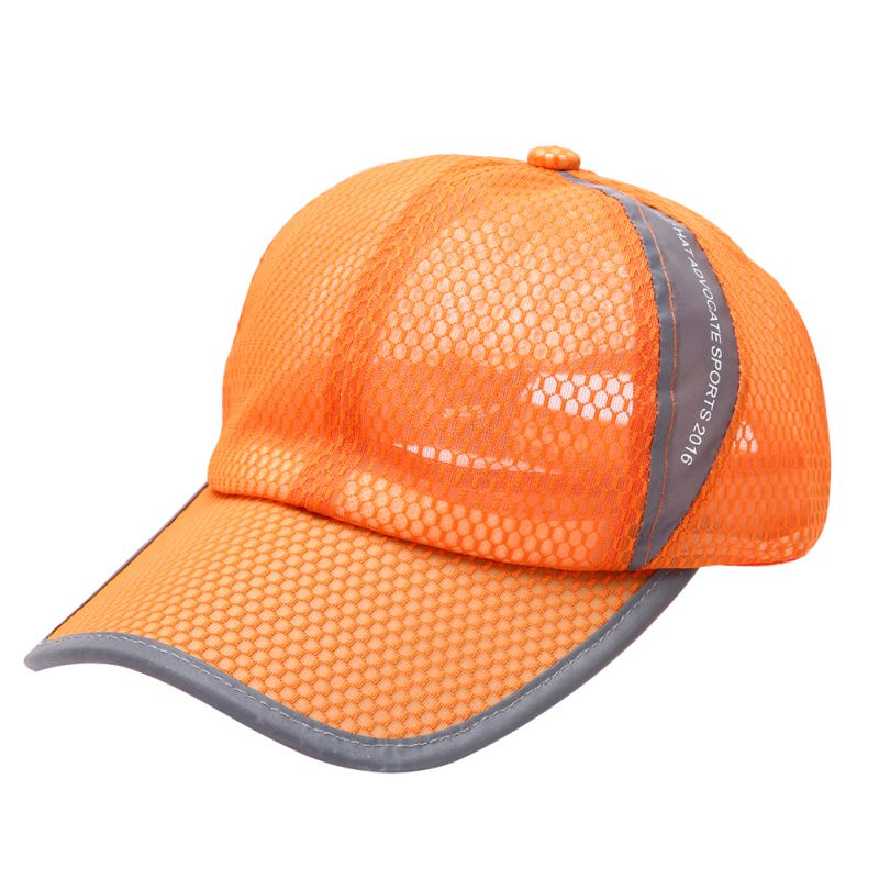 Tennis Cap Baseball Hat Women Men Angled Brim Patchwork Polyester Outdoor Sport Hiking Fishing Net Golf Cap Headwear 1PC: ORANGE