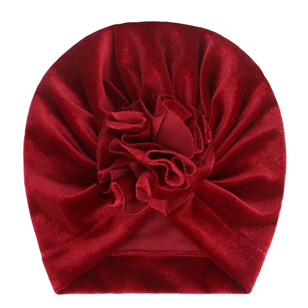 Baby Bloem Fluwelen India Hoed Moslim Ruche Kanker Chemo Hoed Beanie Meisjes Jongens Moslim Sjaal Cap Haaraccessoires