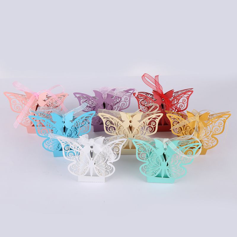 10 Uds cajas de de boda bolsas hueco caja de dulces con mariposa para bautismo cumpleaños primera bautizo y comunión suministros para