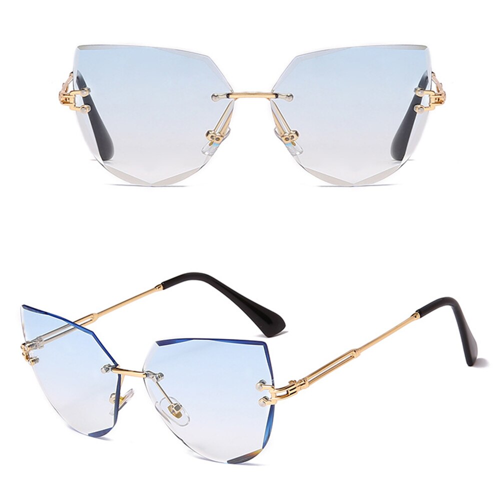 Gafas de sol transparentes de Metal para mujer, lentes sin montura