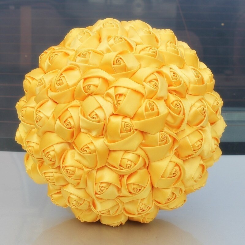 Billig marfim elfenben siden brudbukett olika storlek för blomma flicka / brudtärna / brud satin innehav blomma  w223-5