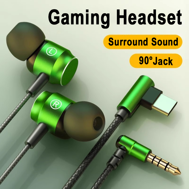 Dla Galaxy 90 ° Przewodowy zestaw słuchawkowy do gier Jack HiFi z dźwiękiem przestrzennym i mikrofonem 3,5 mm typu C Słuchawki muzyczne do Samsung S24 23 iPhone 15
