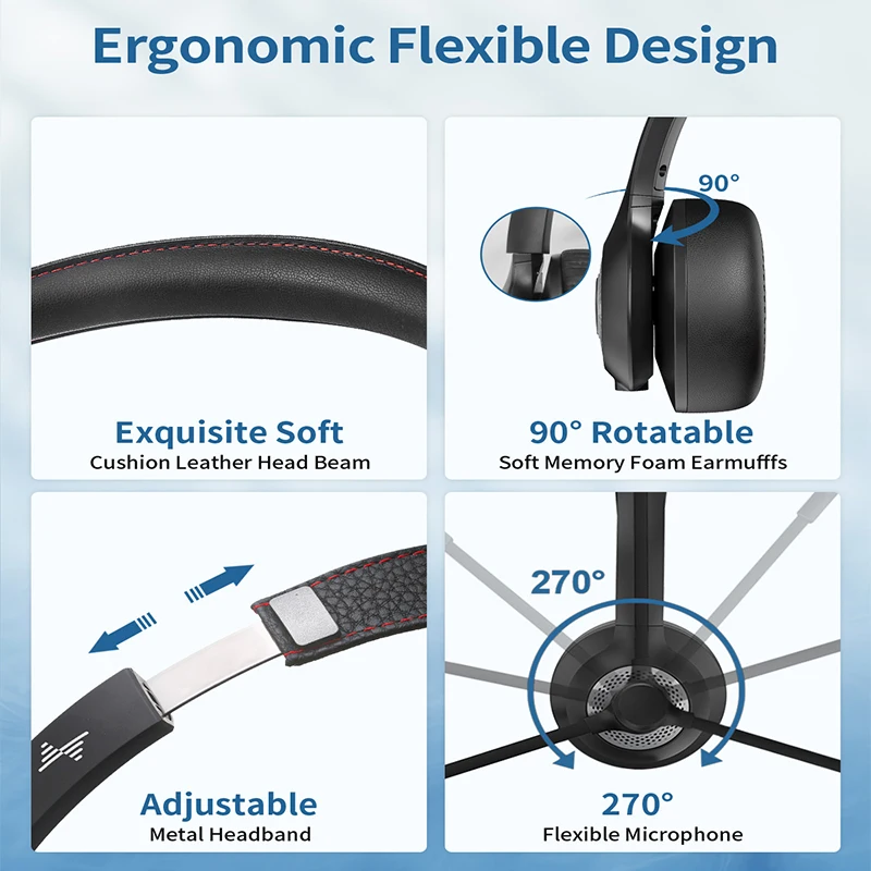 JIAMQISHI EH02U Auriculares inalámbricos con Bluetooth ANC micrófono para trabajo ordenador auriculares USB Dongle micrófono silencioso para MacBook auriculares teléfono