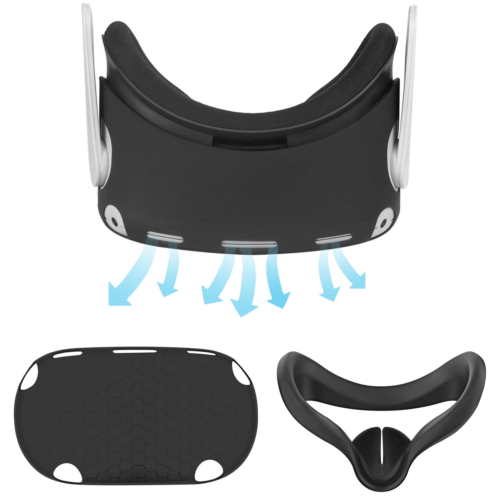 Capa de silicone anti-arranhões 2 em 1, proteção completa para o corpo, com estojo + protetor facial para oculus quest 2 vr