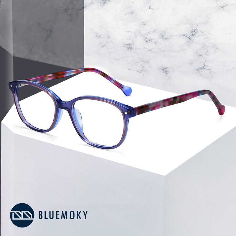 Bluemoky acetat glasögon barnbågar optisk närsynthet glasögonbågar glasögon tjejer genomskinliga söta glasögon barnmärke