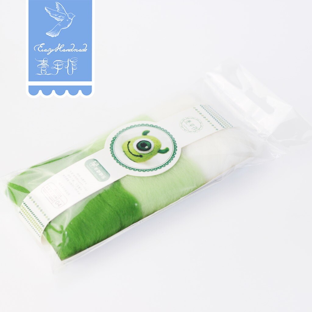 Easyhandmade Basic Color Wool Felt Poke DIY Package Needle Felting Kit Diy Craft Kits for Adults Kids Assembly: Green