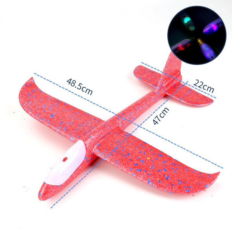 48 CM DIY Hand Throw Airplane EPP Foam Launch fly Glider Planes Model Aircraft Outdoor Fun Toys for Children Plane Toys Game: Head light -red