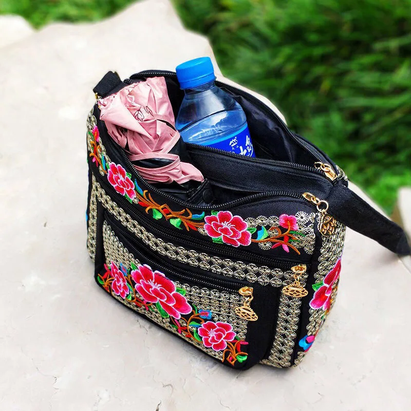 Sac de Style ethnique du Yunnan, sac à bandoulière brodé pour femmes, sacs à bandoulière entièrement brodés pour dames