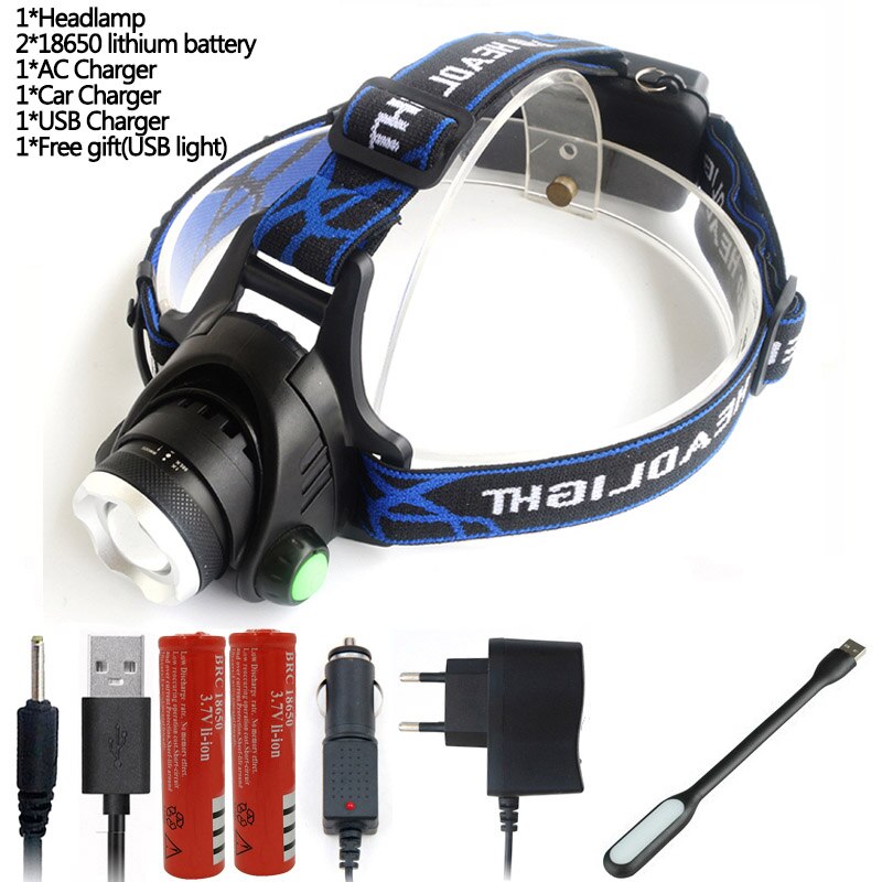 Z20 lampe frontale Led étanche, lampe torche, ampoules rechargeables Lithium-Ion Xml T6, 5000lm, Xm-l2 18650: OPtion D / L2