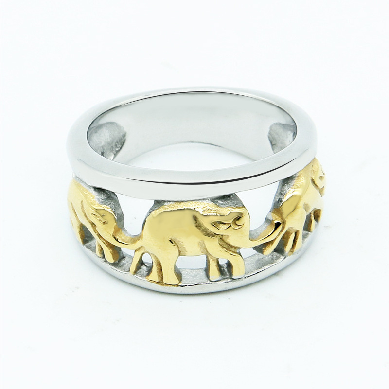 Mooie Anti Allergie Olifant Ring Rvs Goud Zilver Kleur Cute Animal Vrouwen Ringen Unieke Charme Sieraden: 13 / Bruin