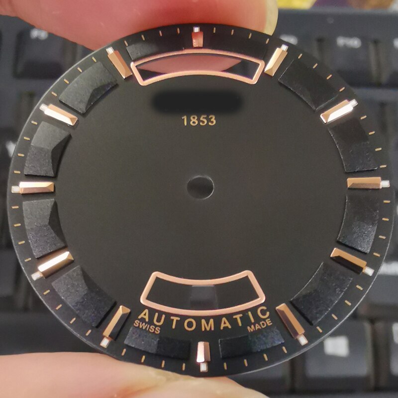 32,7mm uhr zifferblatt geeignet für T035407A männlichen mechanische T035 uhr Text uhr zubehör geeignet für T035407 reparatur teile: Schwarz Rose Gold