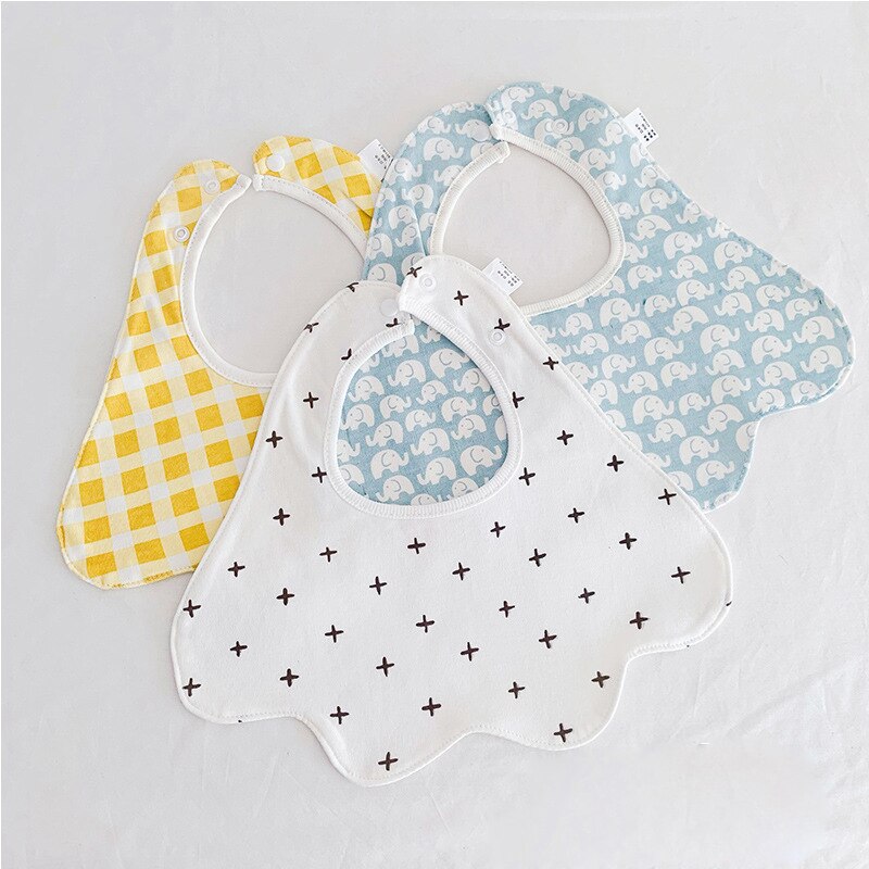 Baberos de algodón de doble capa para bebé, impermeable, delantal de alimentación para niños y niñas, toalla, Bandana, accesorios para bebés de 0 a 24 meses, 3 unids/lote: 011