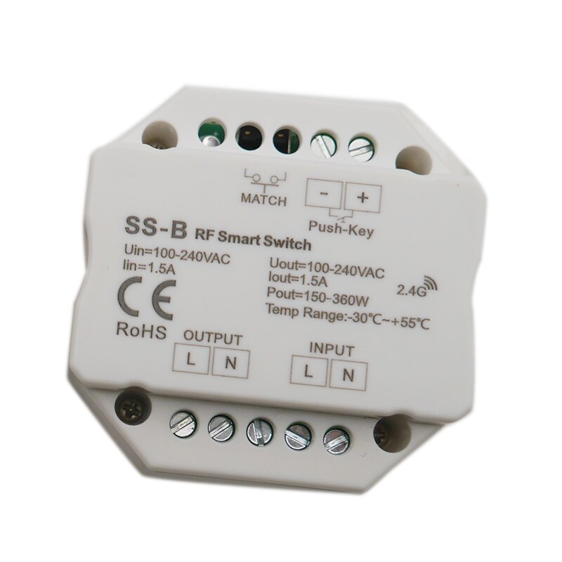 S1-B/SS-B AC Triac RF Smart Switch Output 100-240VAC 1A 240W 1.5A 360W RF smart switch with relay output led controller: SS-B