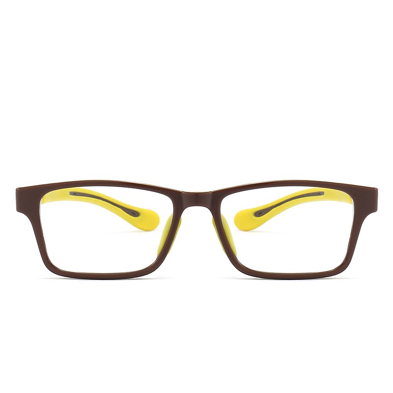 Anti Blue Light Kids Glasses Square Glasses Boy Girls Colorful Children Optical Frame Eyeglasses Soft Frame Transparent Eyewears: BROWN