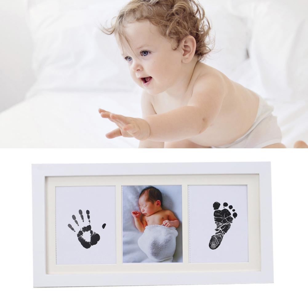 Baby Handafdruk Voetafdruk Stempelkussen Opslag Memento Inkt Pasgeboren Fotolijst Kits Baby Souvenir Lade Inktloze Handafdruk Casting