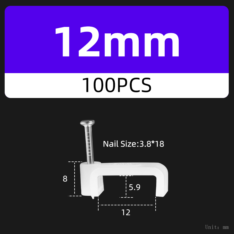 100Pcs Vierkante Draad Kabel Clip Houder Nail Telefoon Netwerk Muur Vaste Lijn Management Plastic Kaart 4/5/6/7/8/10/12/14Mm: green