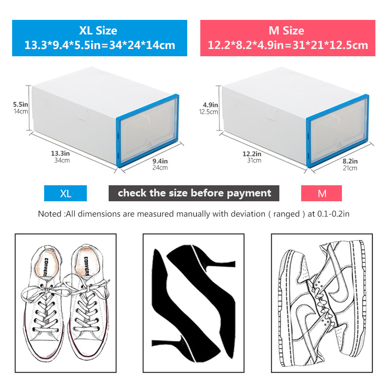 6pcs transparent shoe box thickened transparent dustproof shoe storage box can stacked combination shoe cabinet shoe organizer