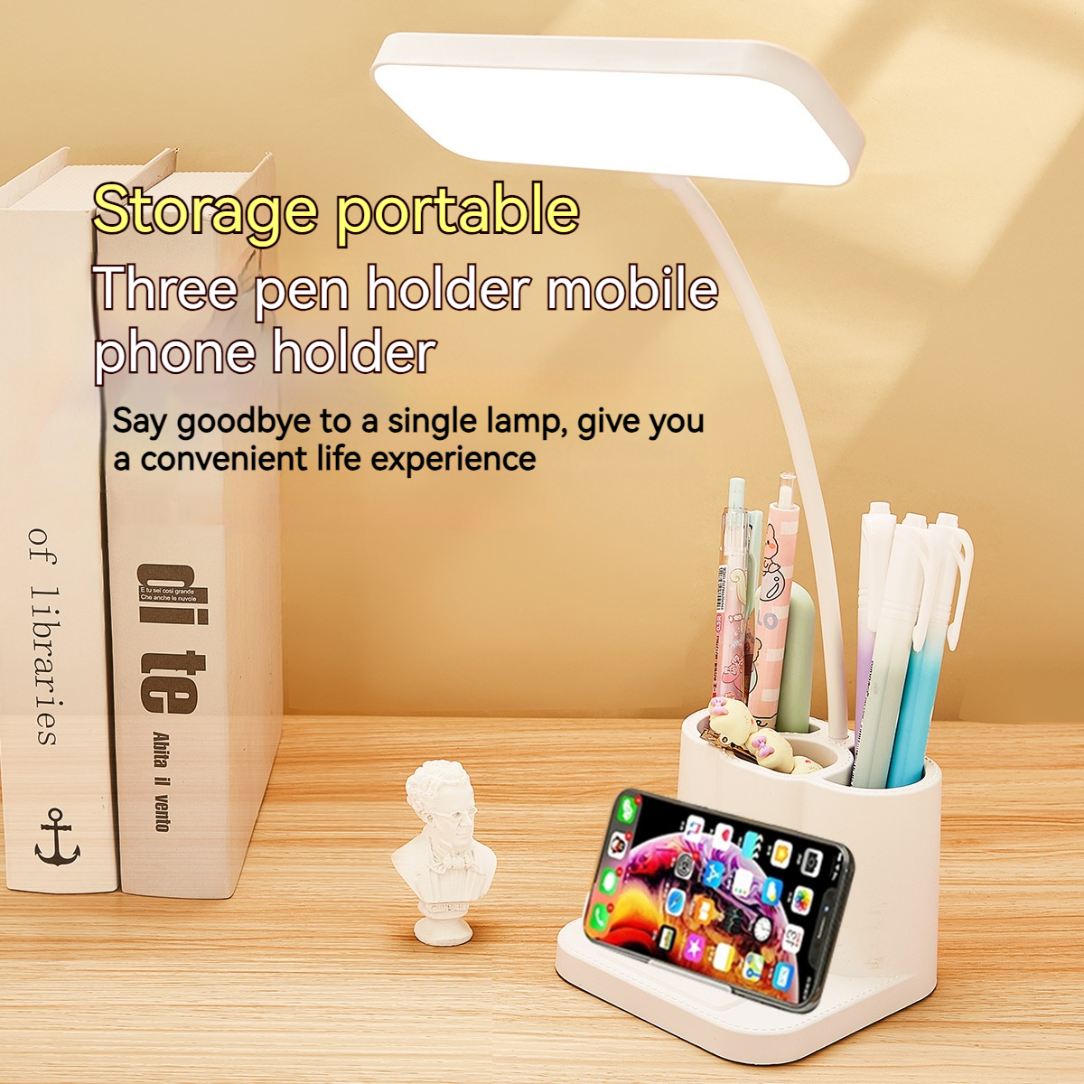 LED USB-tafellamp 3-kleuren Oogbescherming Student Boek Leeslamp Nachtlampje voor slaapkamer Nachtkastje Leren slaapzaal