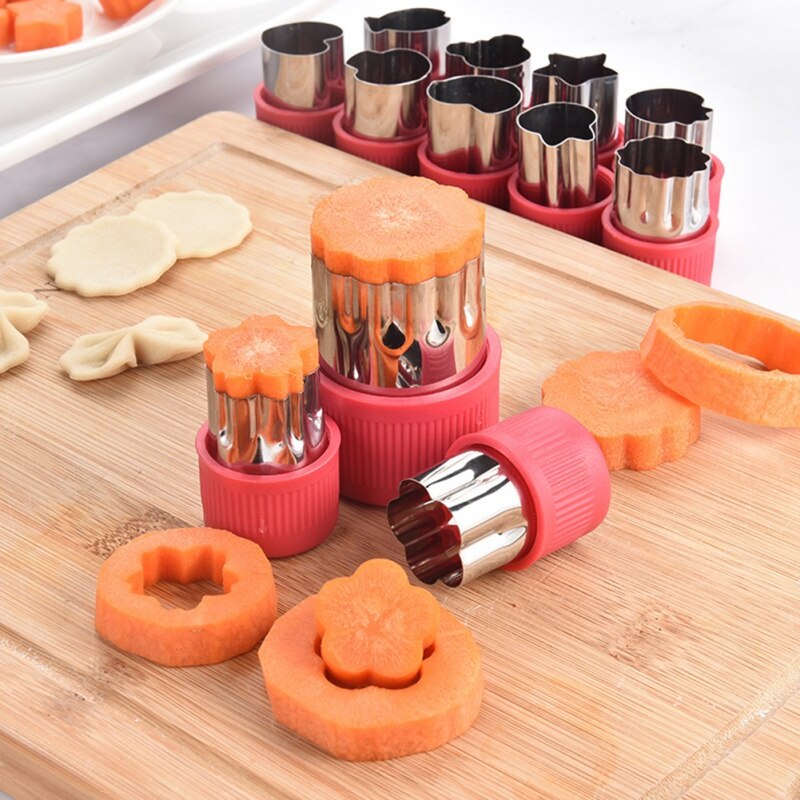 12 Pcs Cute Shaper Cutter Suitable for Fruit Vegetable Cookie Cake Mold Cutter Durable DIY Kitchen Baking Utensils