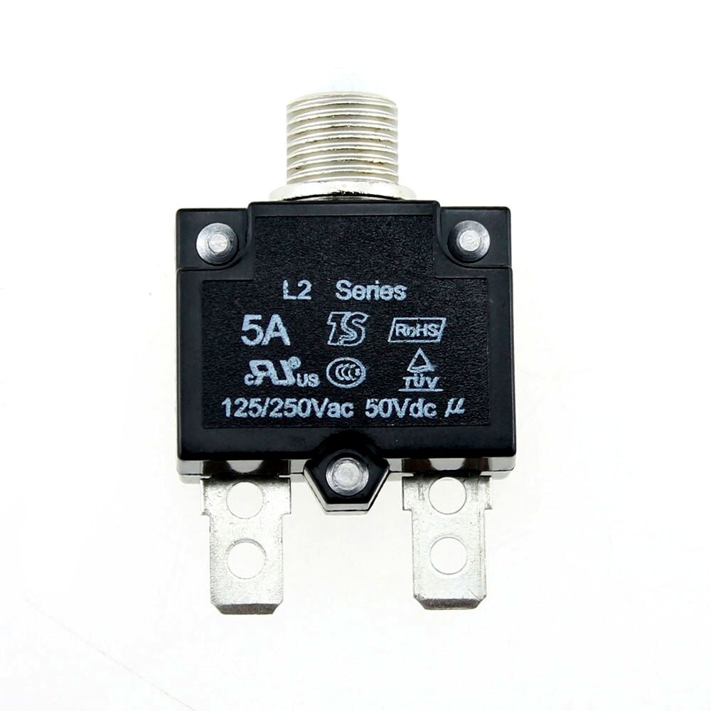 Iztoss Circuit Breakers Waterproof Push Button Resettable Thermal Fuse DC50V AC125-250V with Quick Connect Terminals