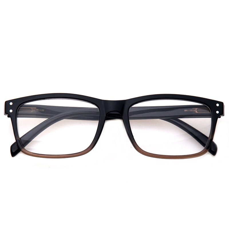 Henotin Lesebrille männer und frauen retro Frühling Scharnier rechteckigen rahmen brillen enthalten sonne leser: Braun Schwarz / +150