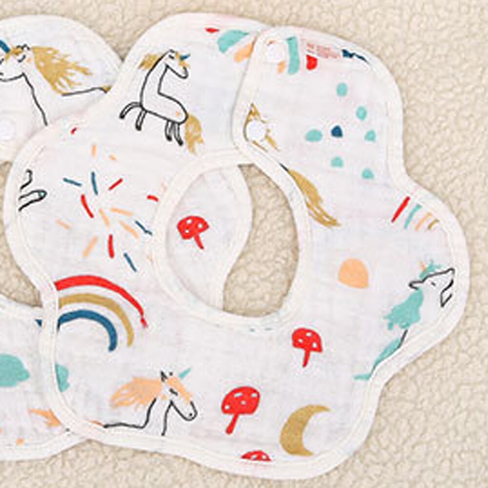 Baby Lätzchen Blütenblatt bilden 6 Schichten von Baumwolle rülpsen Tücher Karikatur drucken Speichel Handtuch Kleinkind Kleinkind Jungen Mädchen Fütterung Bandana Lätzchen: 6 Regenbogen Pferd