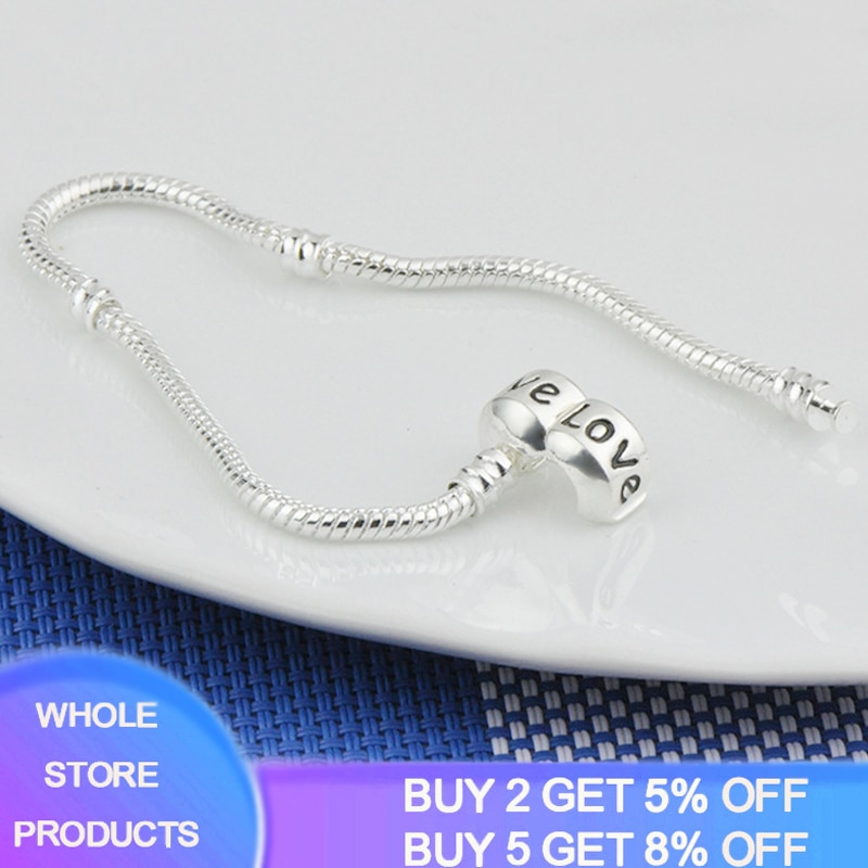 Yanhui 100% Originele 925 Solid Silver Snake Chain Charm Armband Fit Bedels Basic Armbanden Vrouwen Zilver 925 Sieraden