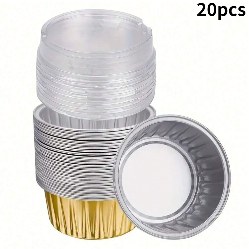 Stampi per crostate usa e getta in foglio di alluminio con coperchi mini stampi per torte e cupcake per forniture da cucina da asporto per forno e congelatore: verde militare