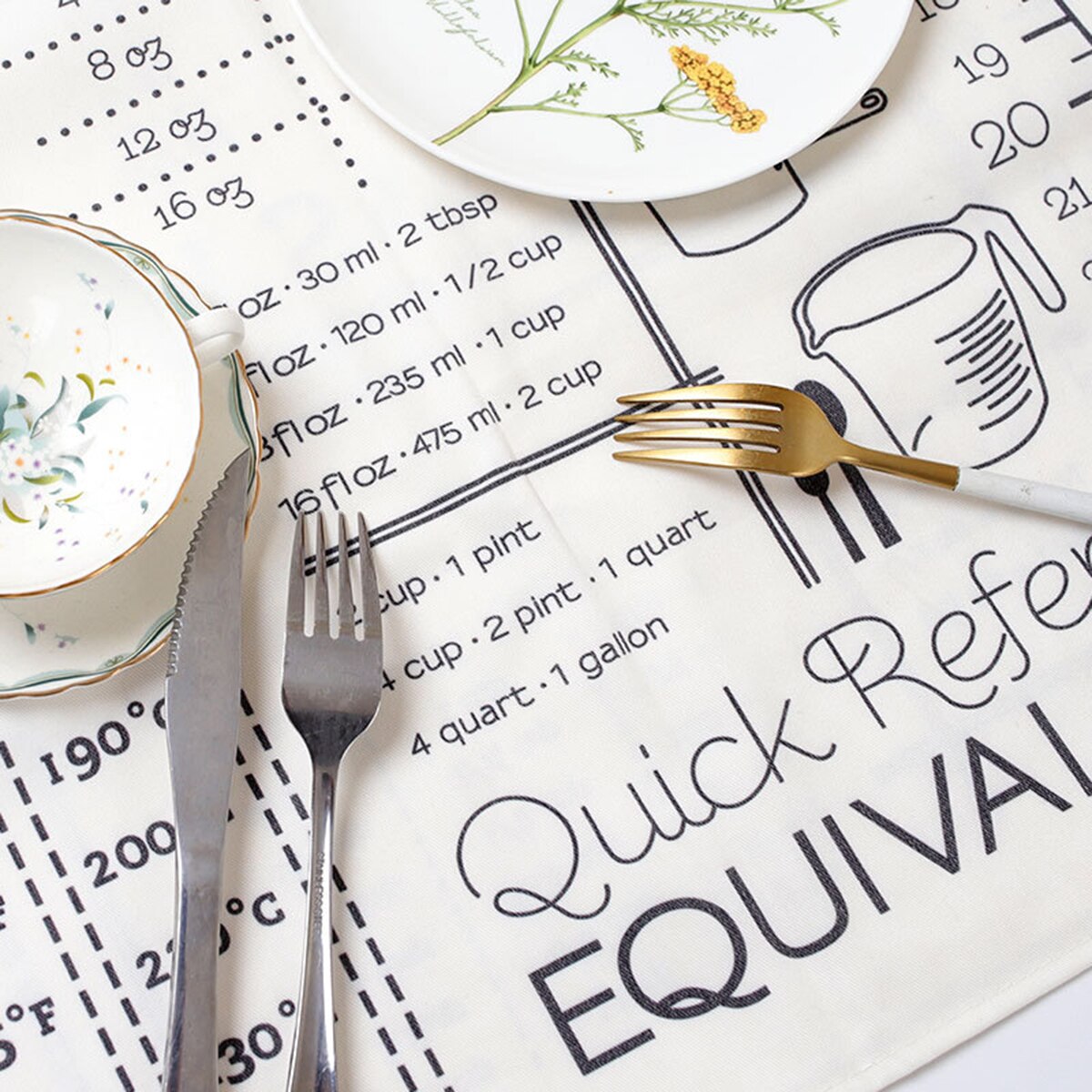 Dining Table Placemat Units Conversion Chart Printed Table Napkin Cleaning Cloth Photography Backdrop