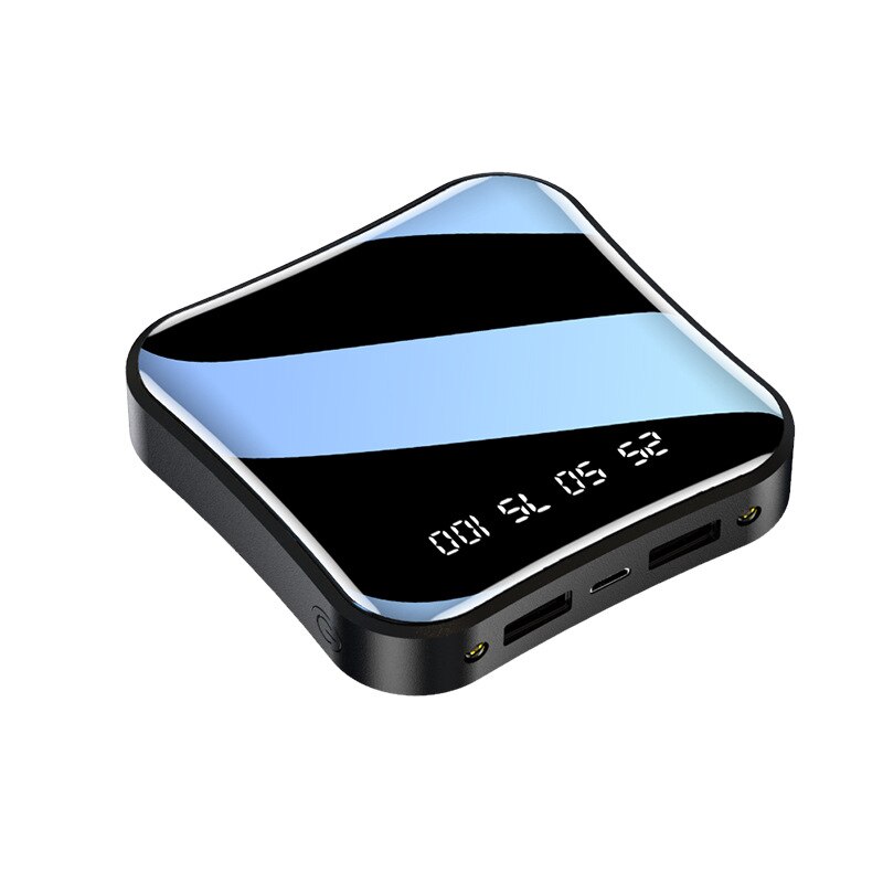 Mini Portable 12000mAh Power Bank Ultra Light Fast Charger LCD Digital Display Dual USB Travel Power Bank External Battery Pack: Black