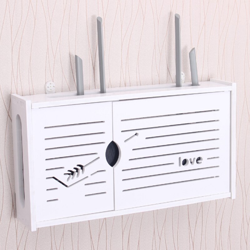Urijk trådlös wifi router förvaringsbox pvc panel trä-plast hylla väggbeklädnader fäste kabel förvaring heminredning-