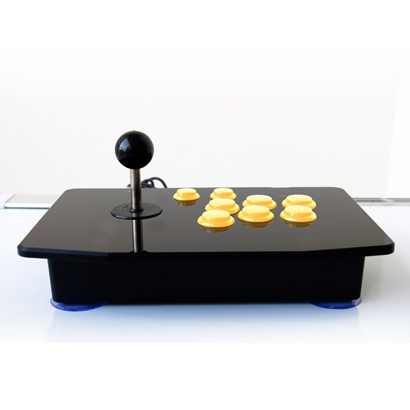 Acrylic Zero Delay Arcade Fighting Stick USB Wired Computer Gaming Joystick Game Rocker Controller with 8 Buttons For PC Desktop: Yellow