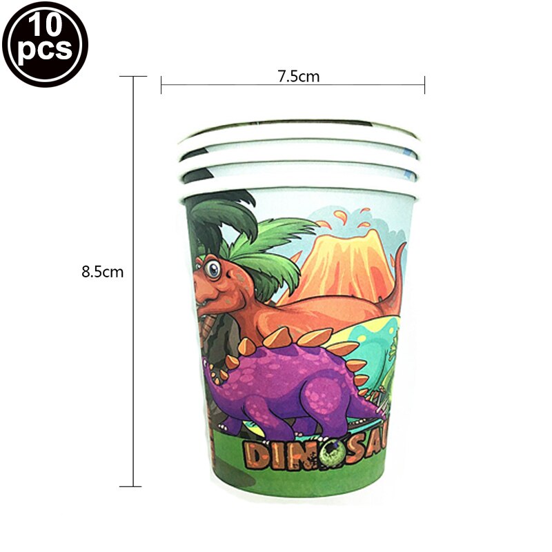 Kinderen happy birthday decoratie dinosaurus wegwerp servies babyshower jongen feestbenodigdheden papieren beker bord servet: Papieren beker 10 stuks
