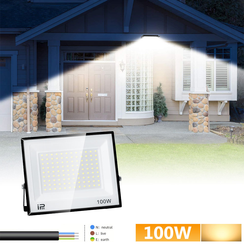 Led Flood Light IP66 Waterproof 100W 200W Outdoor Floodlight Spotlight LED Reflector Street Lamp Wall Flood Lights: black / Red / 2700-9999K