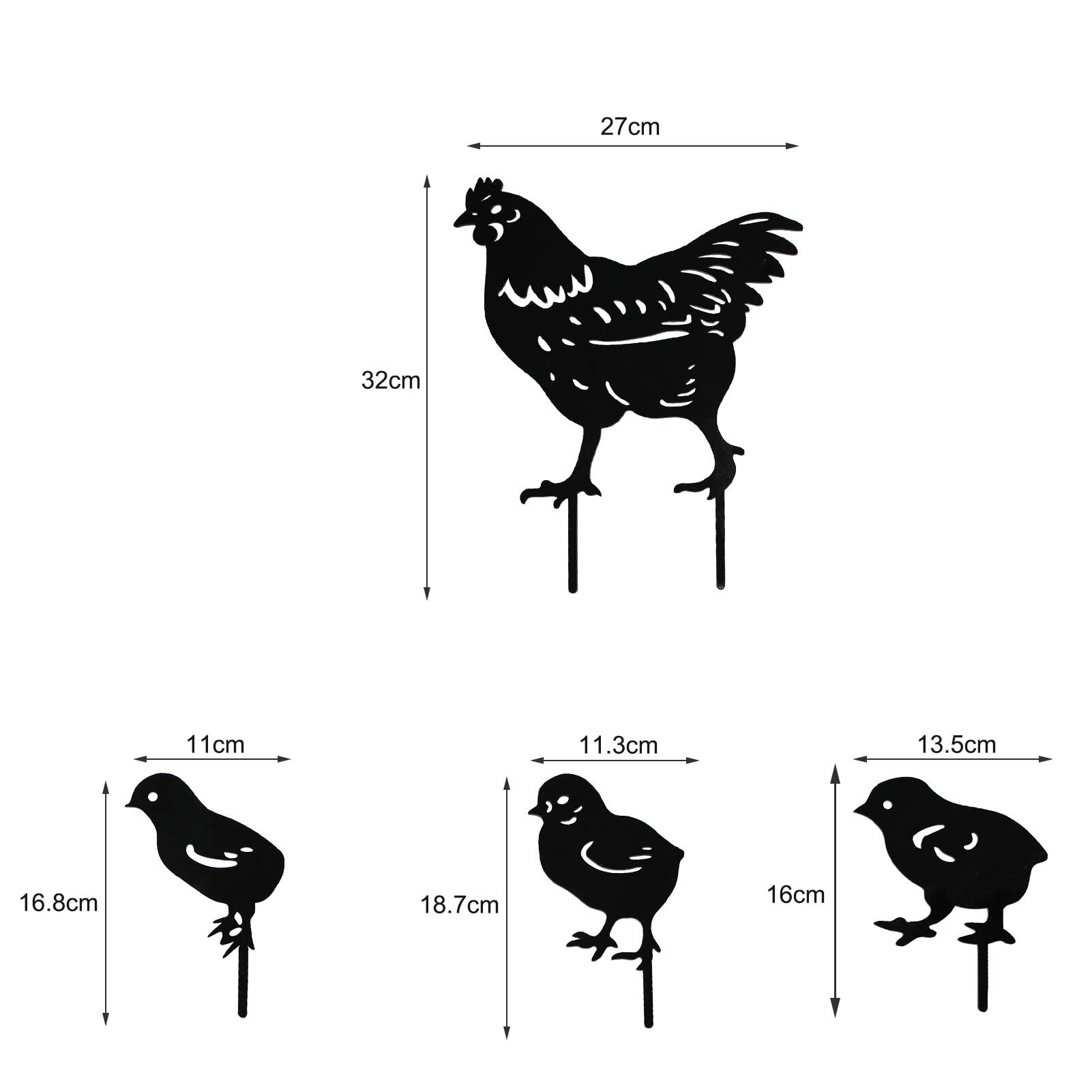 Kip Yard Art Outdoor Tuinbeelden Achtertuin Gazon Stakes Metalen Hen Yard Decor Tuin Acryl Standbeelden Decor Ornament