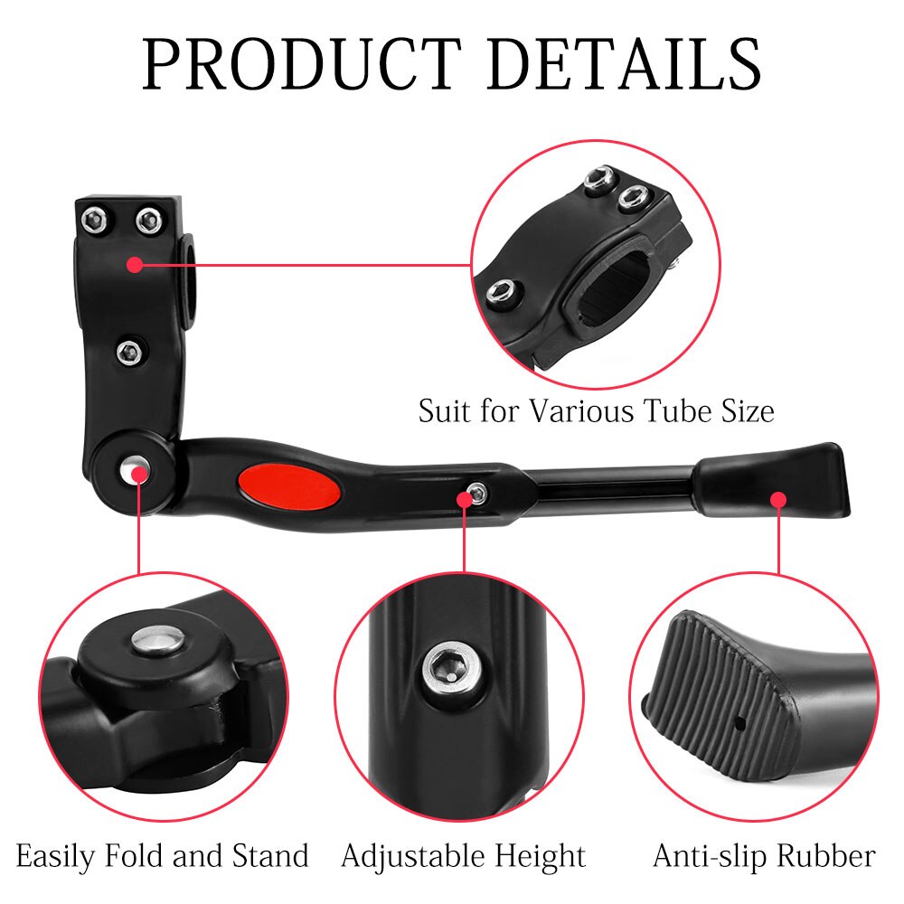 Adjustable Bicycle Kickstand Bike Parking Rack Kick Push Stand Rear Triangle Non-Slip Foot Cycling MTB Road Bike Parking Holder