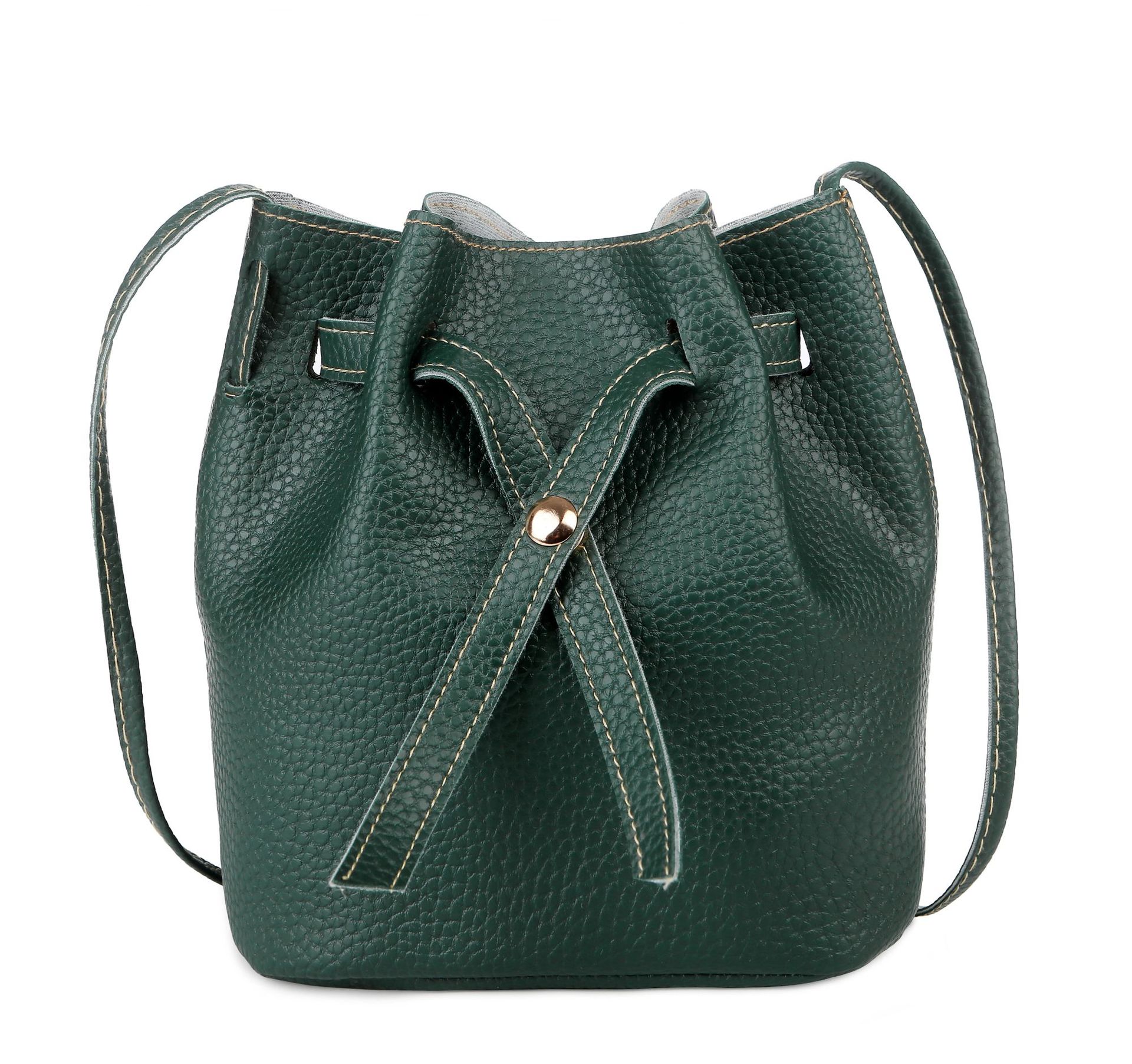 Bolso de cubo de Color sólido para mujer, bolsa de hombro, novedad de verano, primavera,: Litchi Green