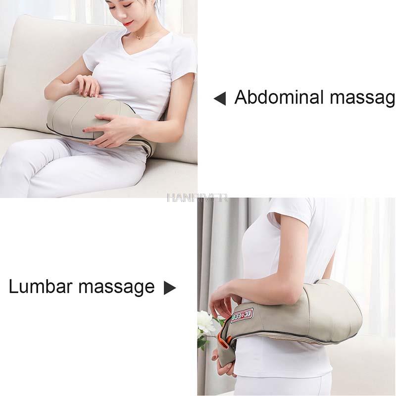Elektryczny masażer Shiatsu, do masażu pleców, ramion, ciała, szyi, wielofunkcyjny, szal, na podczerwień, podgrzewany, masowanie, ugniatanie, do domu lub samochodu