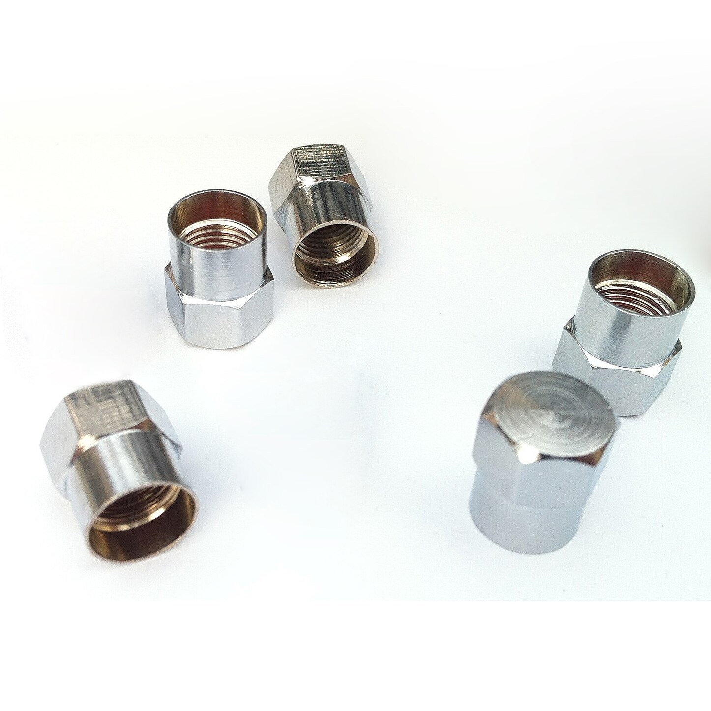 5 Chrome Valve Dust Caps Auto/Fiets Buis-Tyre
