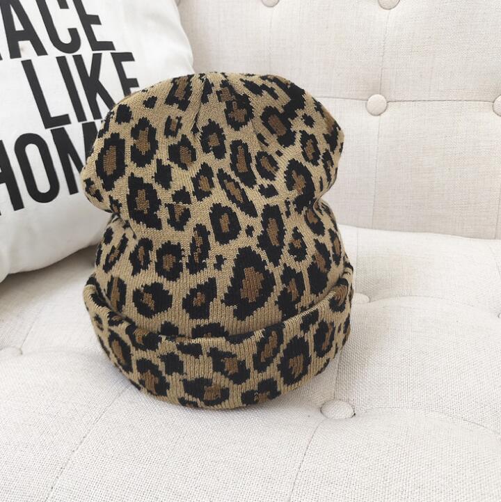 Vinter kvinder leopard hue hatte varmere dame hatte leopard print strikkede vinter skulle kasketter: Default Title