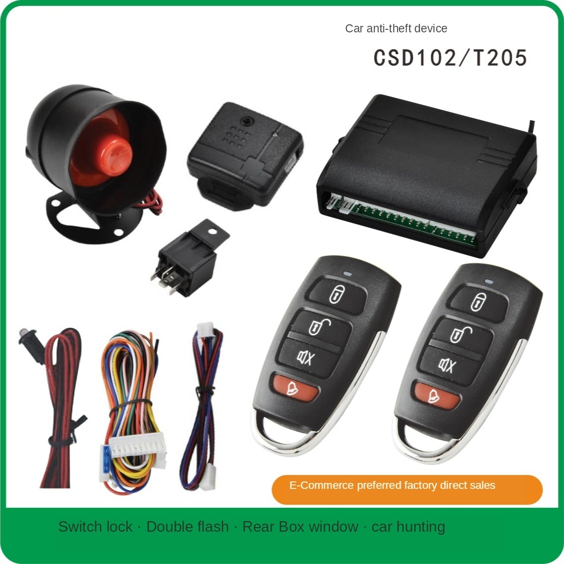 Auto Alarm Voertuig Systeem 1-Way Universal Beveiliging Systeem Keyless Entry Siren 2 Afstandsbediening Inbreker