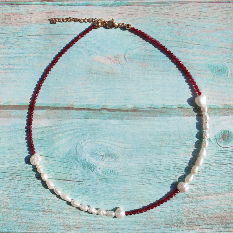 Feminino requintado pequeno colar de pérolas de água doce artesanal ajustável frisado gargantilha moda boêmio jóias presentes atacado: Cobre Antigo Banhado