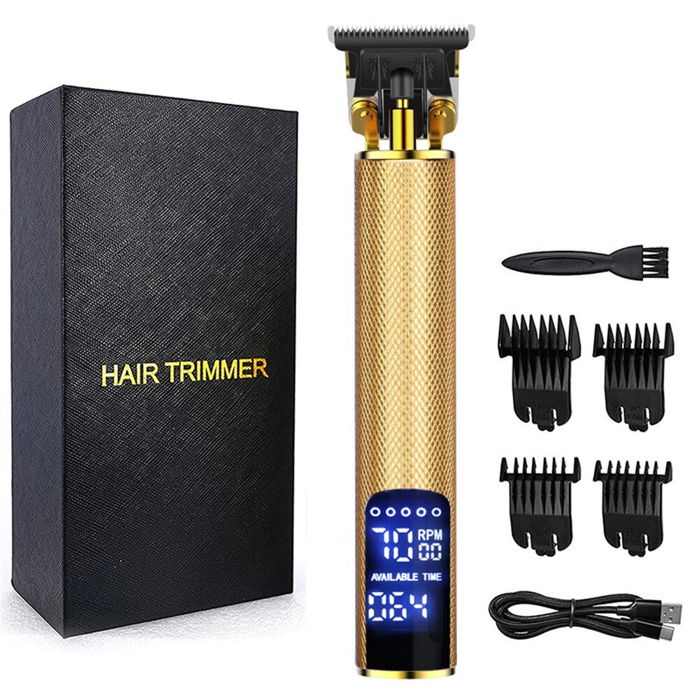 T-Klinge Waschbar Rasierer Haar Haarschneidemaschine wiederaufladbare Barbier 0mm Rasierer Männer haarschnitt Styling werkzeug Barbier Bart Trimmer Haar maschine: Orange