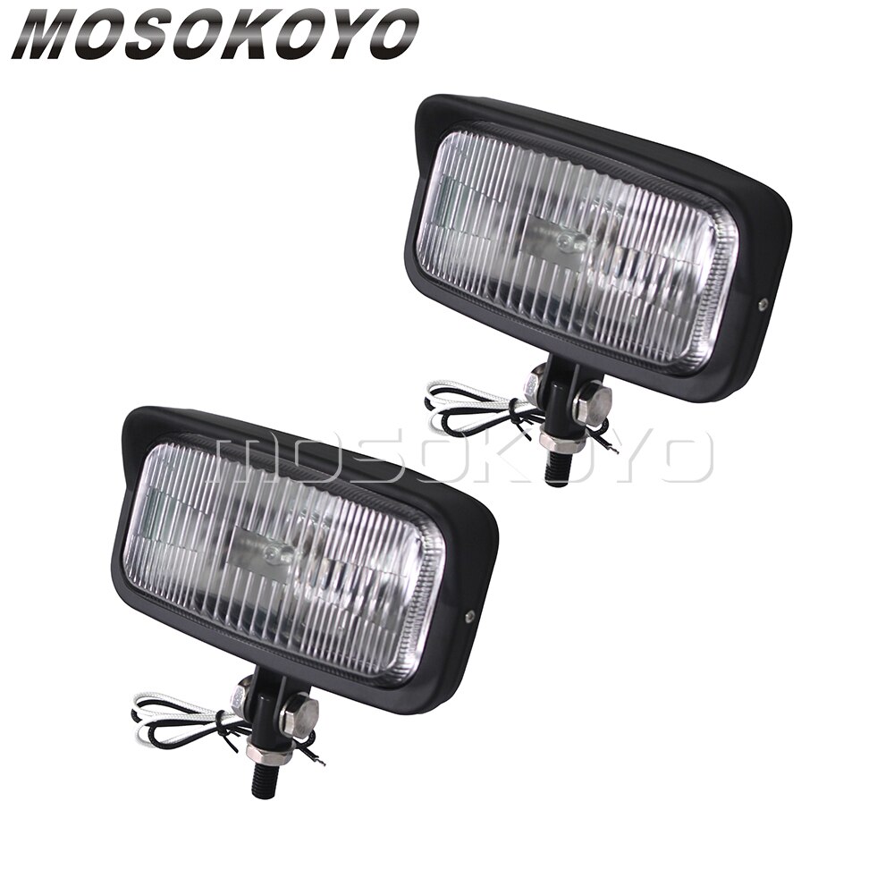Chrome Universal Square Retro Motorcycle Headlamp Headlight Rectangle Front Head Light For Harley Chopper Bobber Custom Honda: 2pcs black