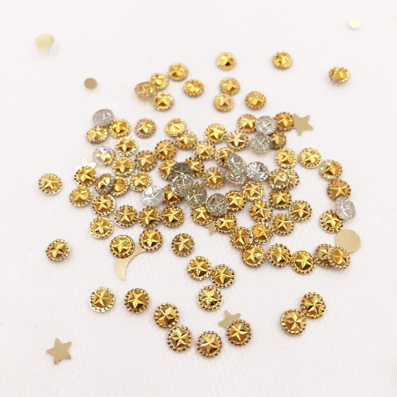 Shiny 500 Pcs Gold 4 Mm Ronde Star Plaksteen Rhinestone Scrapbook Diy Wedding Applicaties Manicure Ornamenten SF880