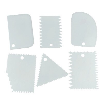 6PCS/Set Dough Cake Slicer Spatula for Cake Cream Scraper Pasty Cutters Scraper Irregular Edge DIY Smoother: White