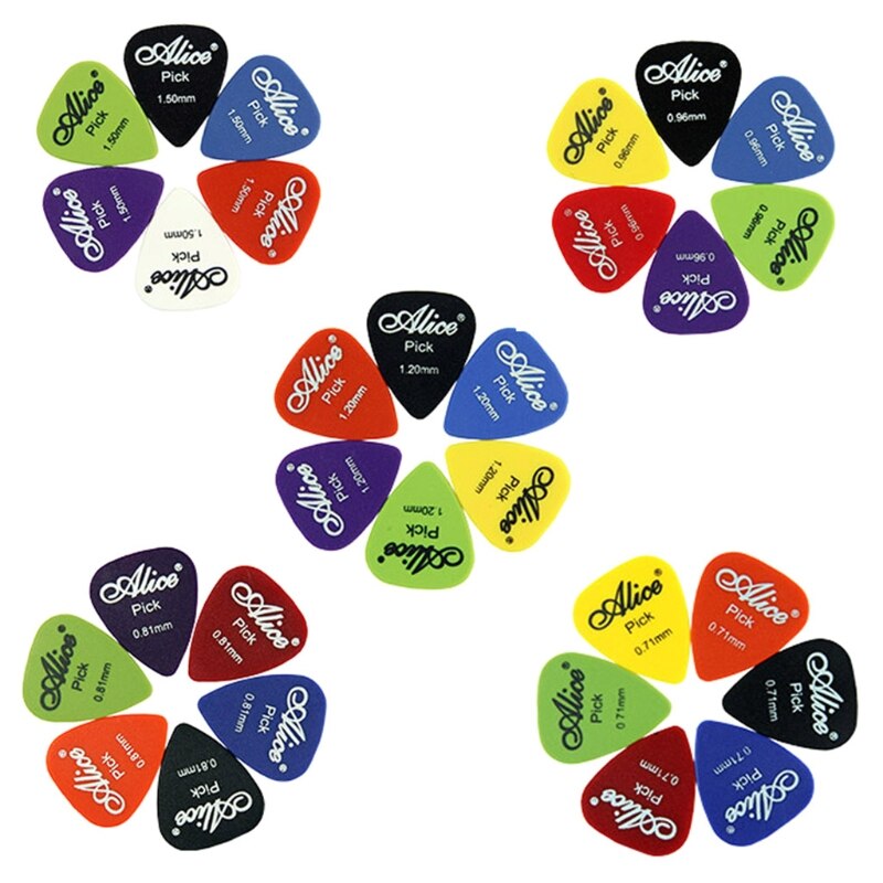 100 stk elektriske akustiske guitar picks plekter 0.58/0.71/0.81/0.96/1.20/1.50mm 448c