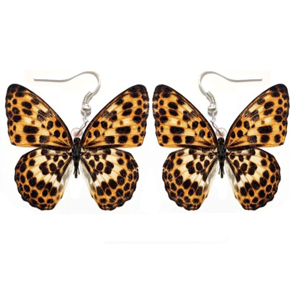 Leopard blomst sommerfugl akryl øreringe kvinder damer pige smykker dangle vedhæng stor flue vinge ørering dame fest